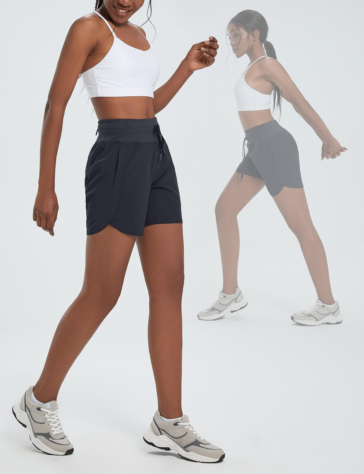 baleaf Women's 5" Athletic Running Shorts with Zipper Pocket Hiking Workout