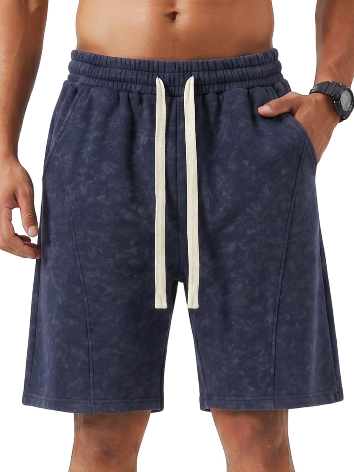 ZUY Men's Cotton Fleece 8-Inch Athletic Sweat Shorts