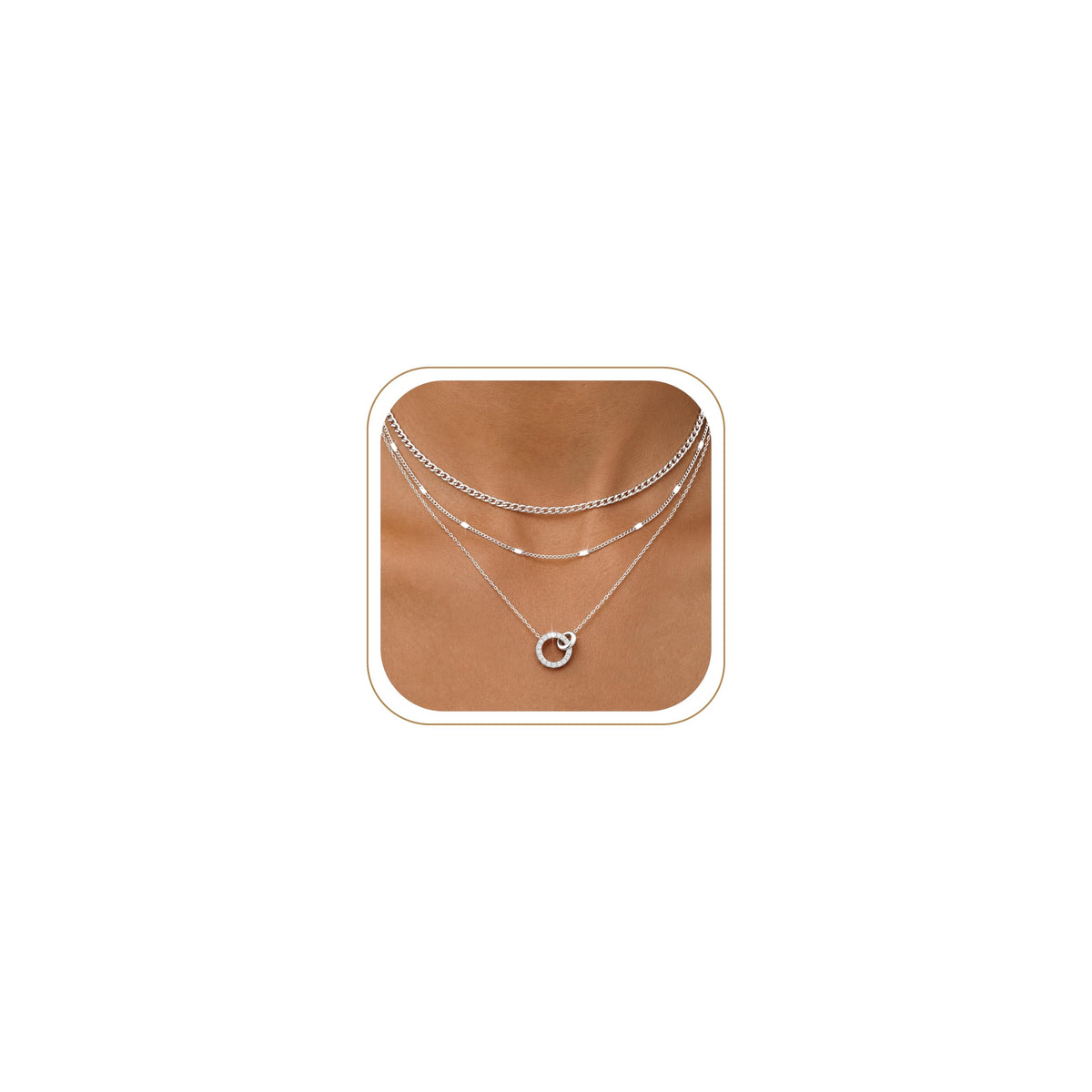 WomenGifts Layered 14K Gold-Plated Pendant Necklace Set