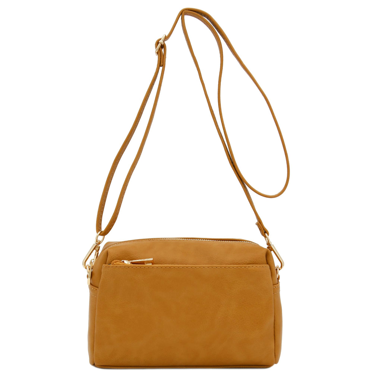 FashionPuzzle Triple Zip Small Crossbody Shoulder Bag