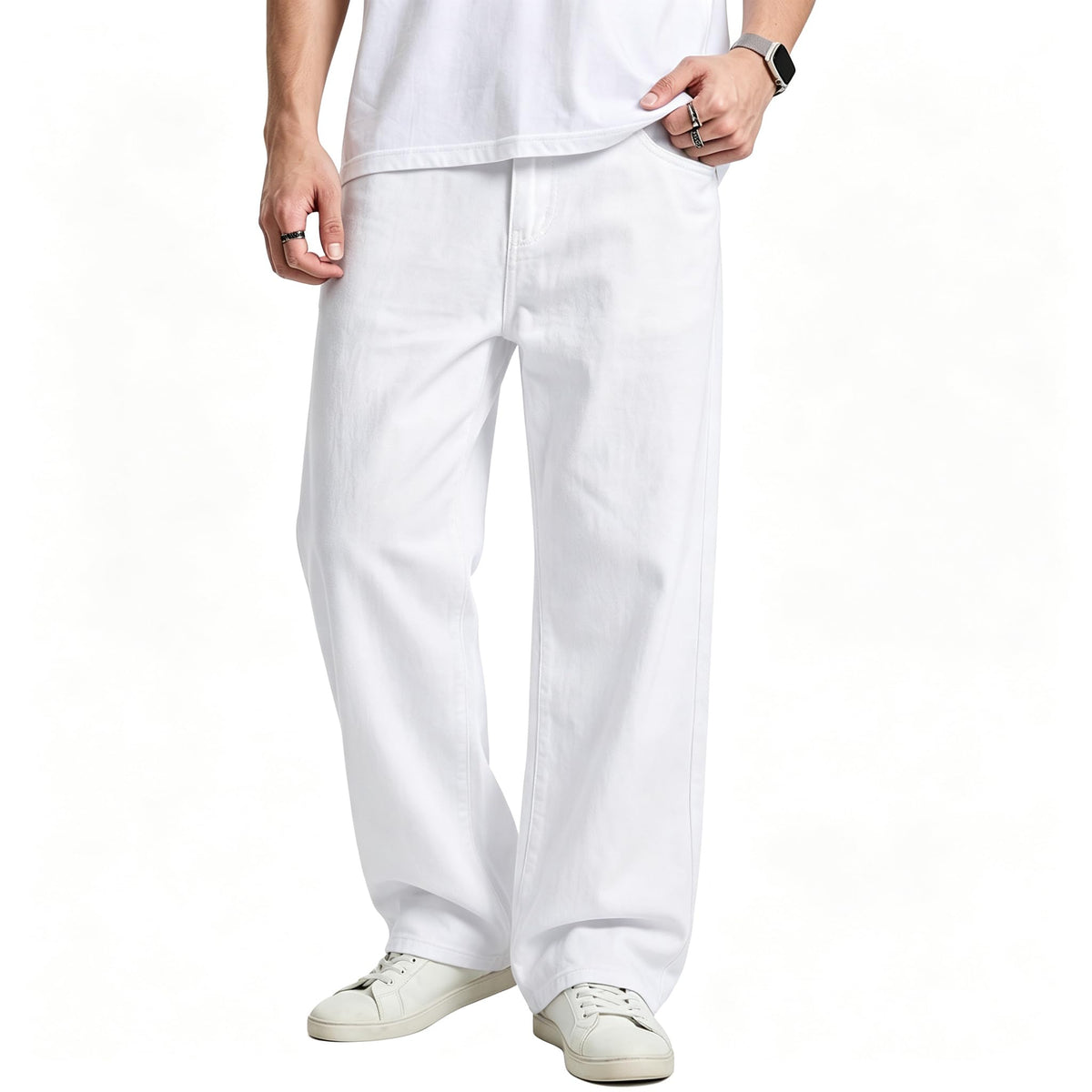 JMIERR Men's Stretch Baggy Wide-Leg Denim Jeans