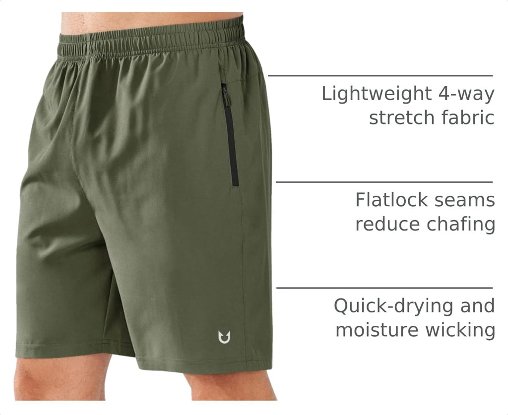 NORTHYARD Men's Quick-Dry Athletic Running Shorts with Zip Pockets