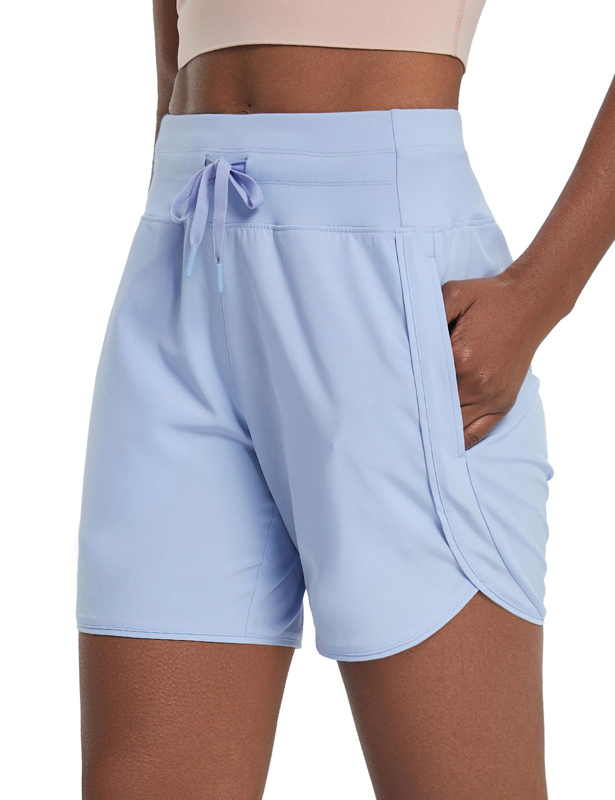 baleaf Women's 5" Athletic Running Shorts with Zipper Pocket Hiking Workout