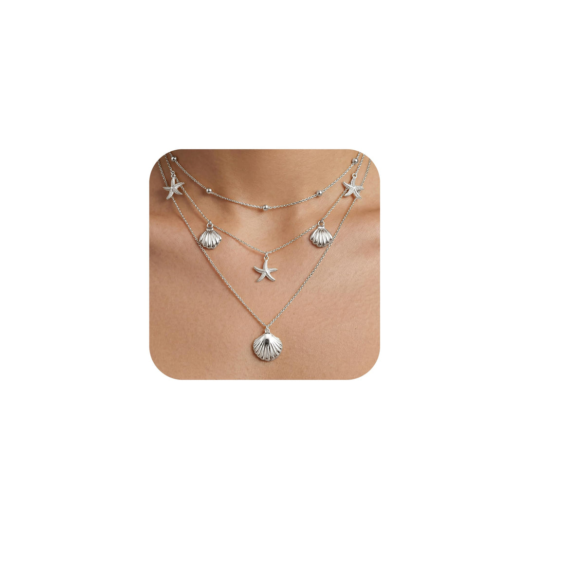WomenGifts Layered 14K Gold-Plated Pendant Necklace Set