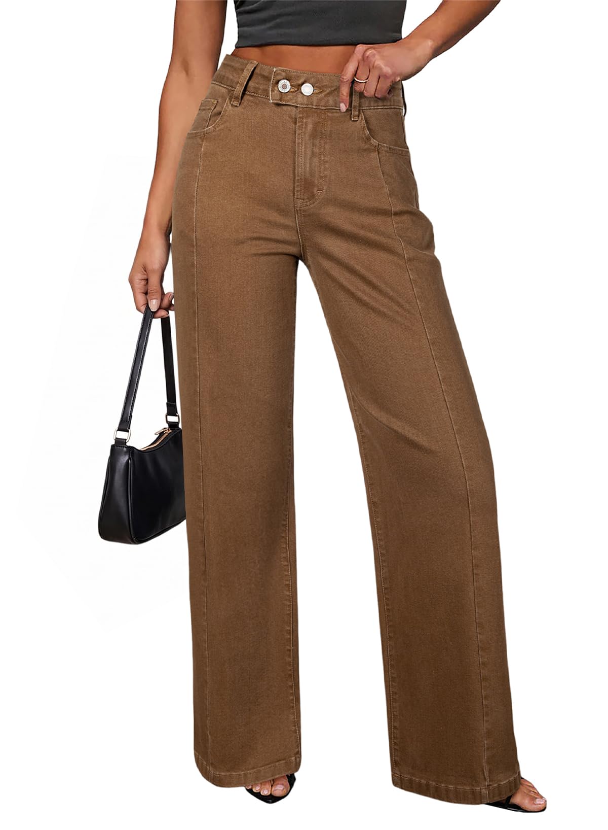 Sidefeel Women's Wide Leg Jeans High Waisted Stretchy Baggy Denim Pants