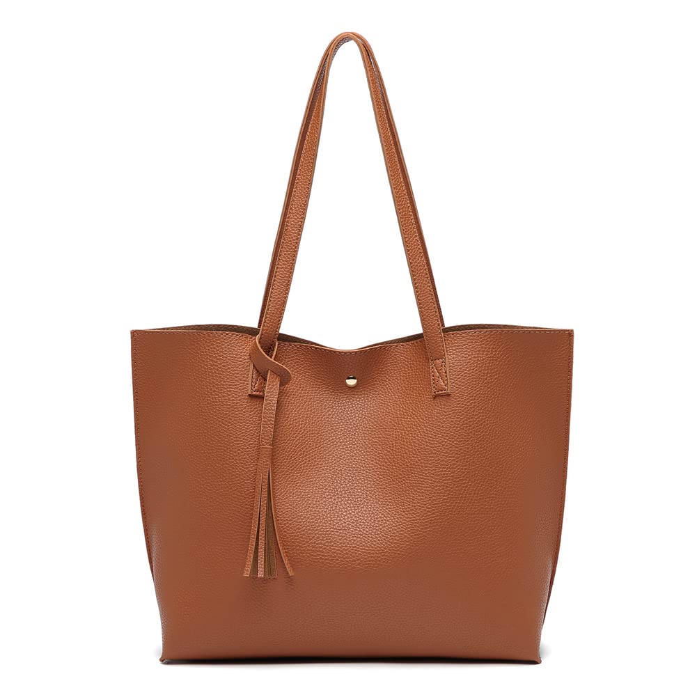 Dreubea Women's Soft Faux Leather Large Tassel Tote Shoulder Bag