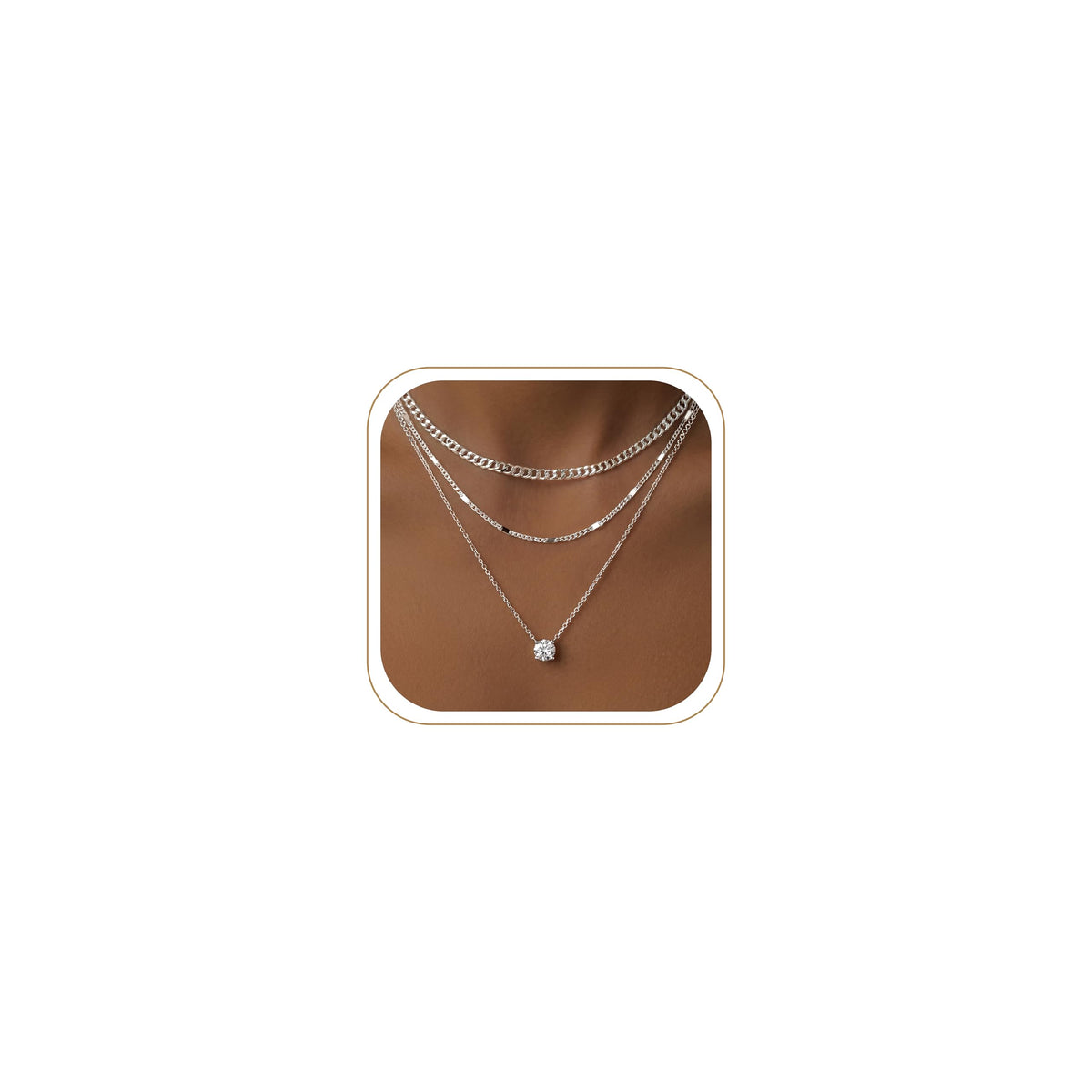 WomenGifts Layered 14K Gold-Plated Pendant Necklace Set