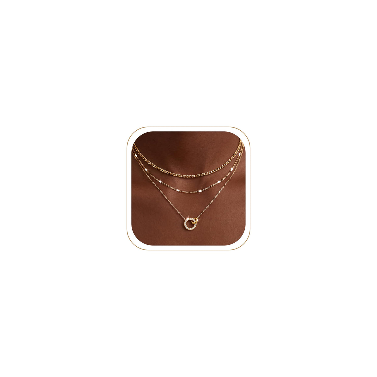 WomenGifts Layered 14K Gold-Plated Pendant Necklace Set