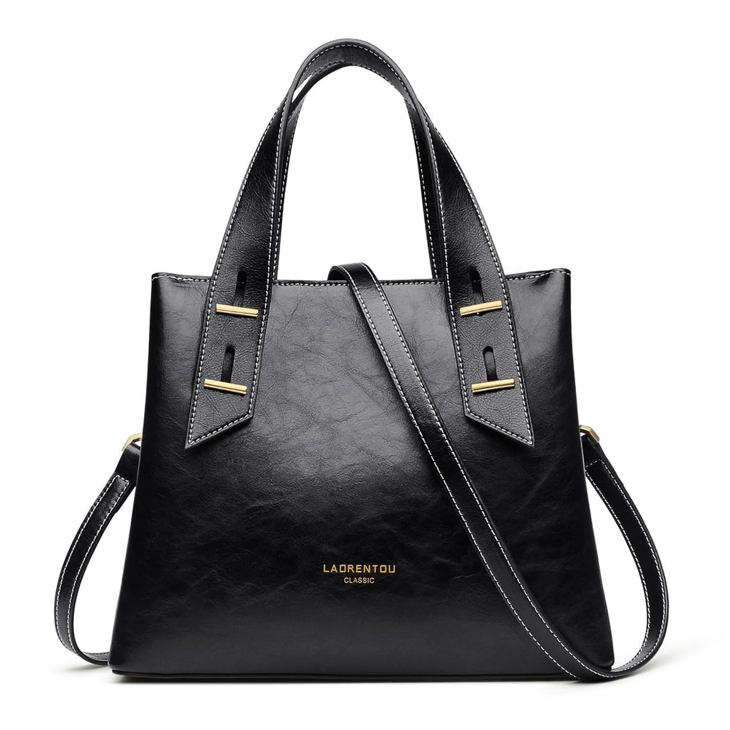 LAORENTOU Women Crossbody Handbags Genuine Leather Satchel Handbags for Women Top-handle Shoulder Tote Purses