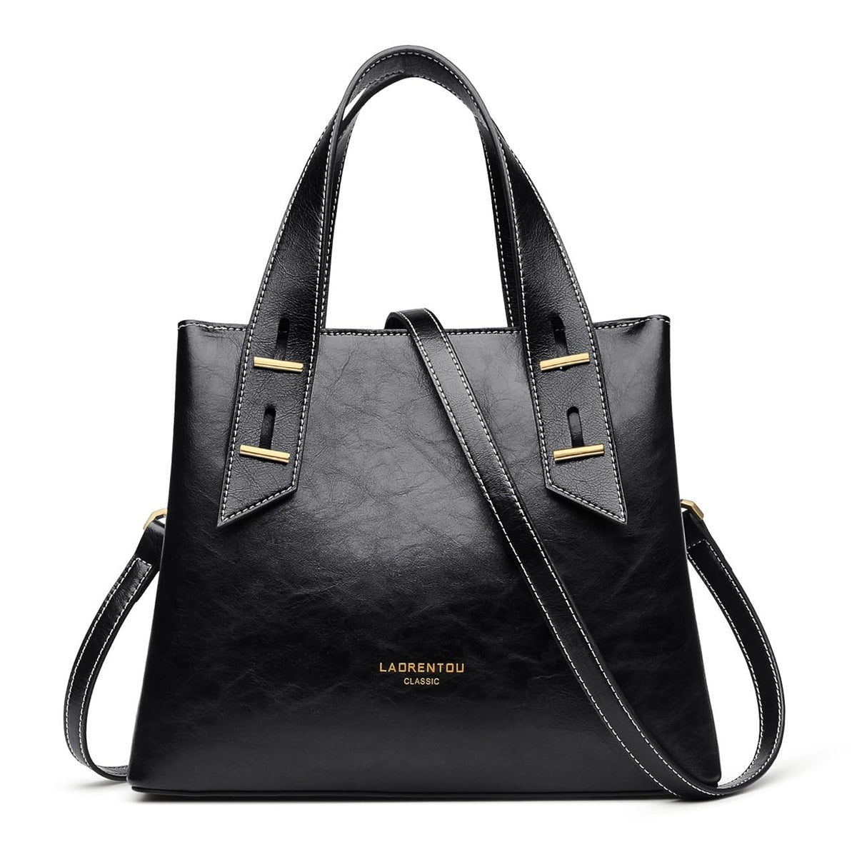 LAORENTOU Women Crossbody Handbags Genuine Leather Satchel Handbags for Women Top-handle Shoulder Tote Purses