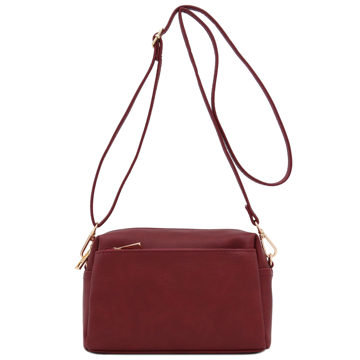 FashionPuzzle Triple Zip Small Crossbody Shoulder Bag