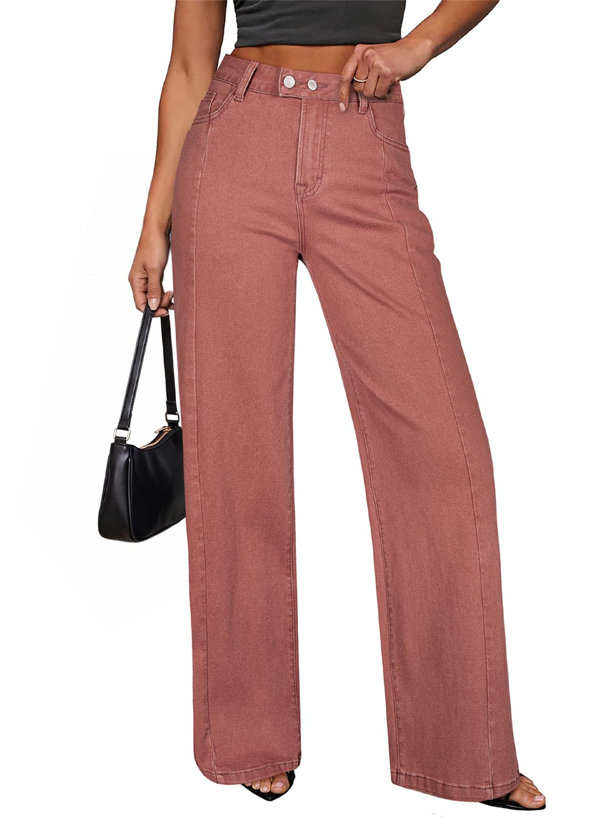 Sidefeel Women's Wide Leg Jeans High Waisted Stretchy Baggy Denim Pants