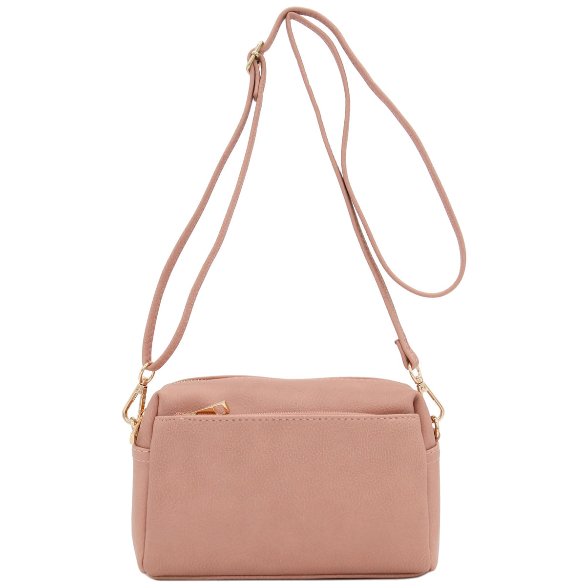 FashionPuzzle Triple Zip Small Crossbody Shoulder Bag