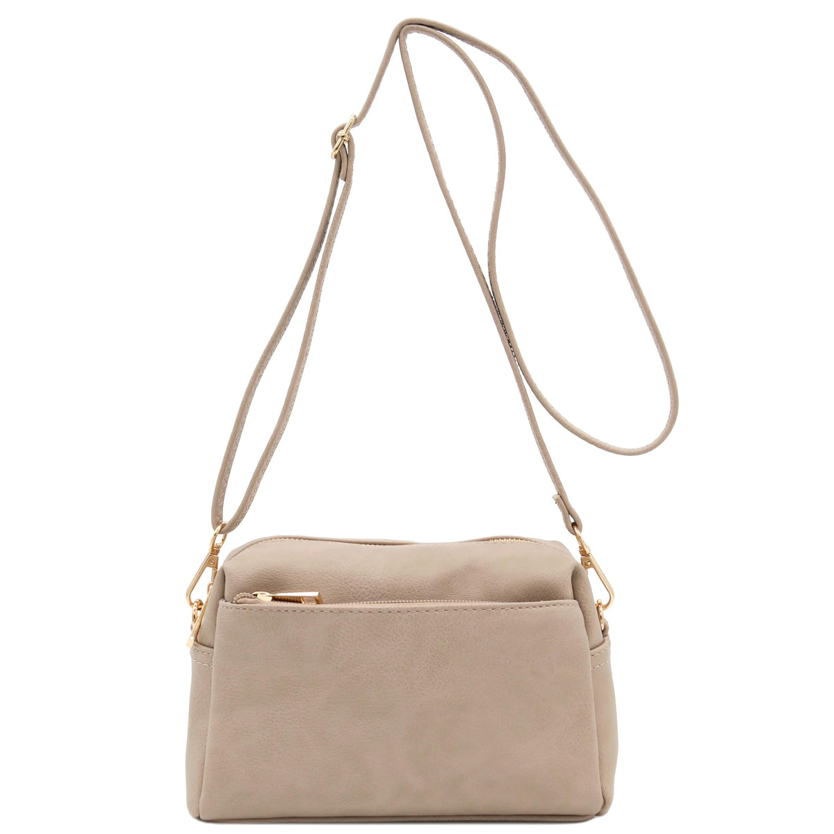 FashionPuzzle Triple Zip Small Crossbody Shoulder Bag