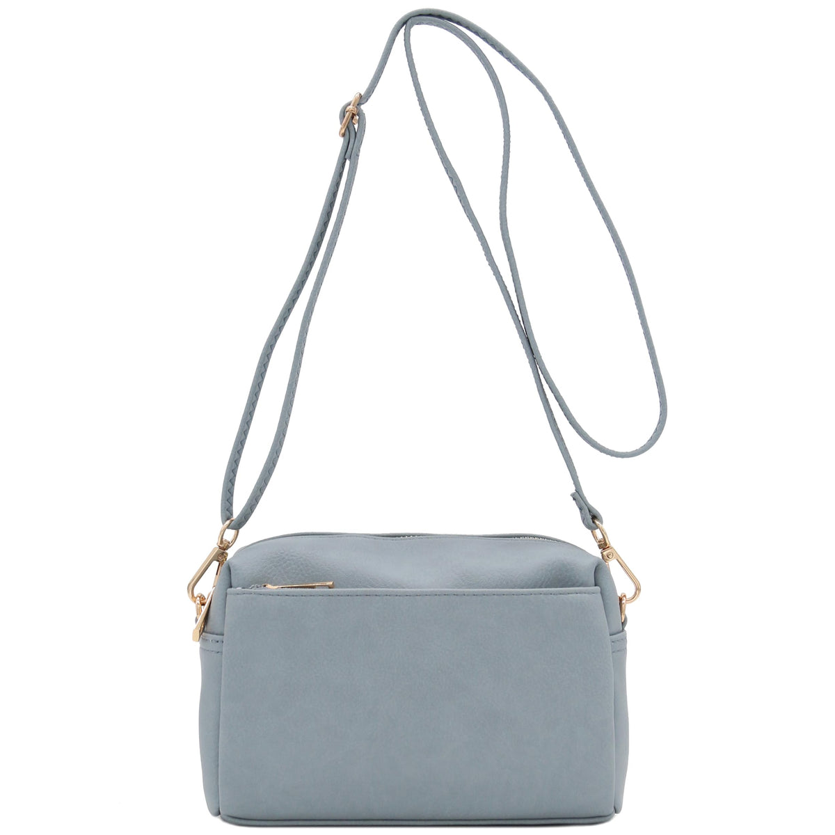 FashionPuzzle Triple Zip Small Crossbody Shoulder Bag