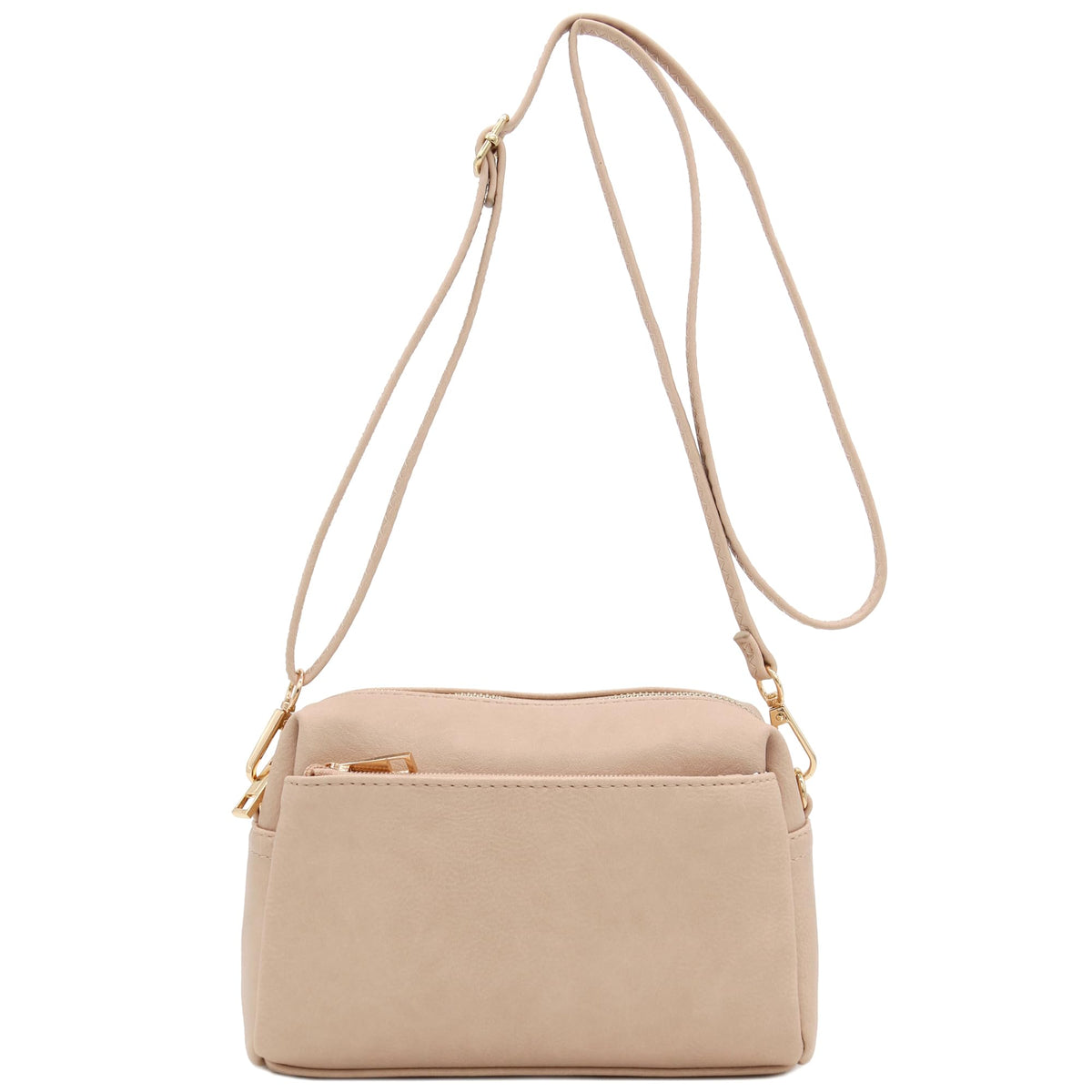 FashionPuzzle Triple Zip Small Crossbody Shoulder Bag