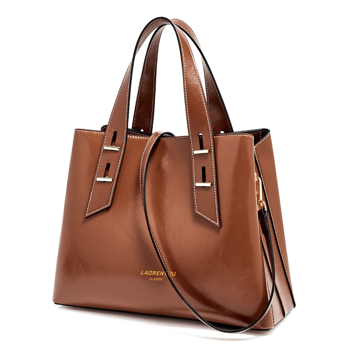 LAORENTOU Women's Genuine Leather Crossbody Satchel Handbag