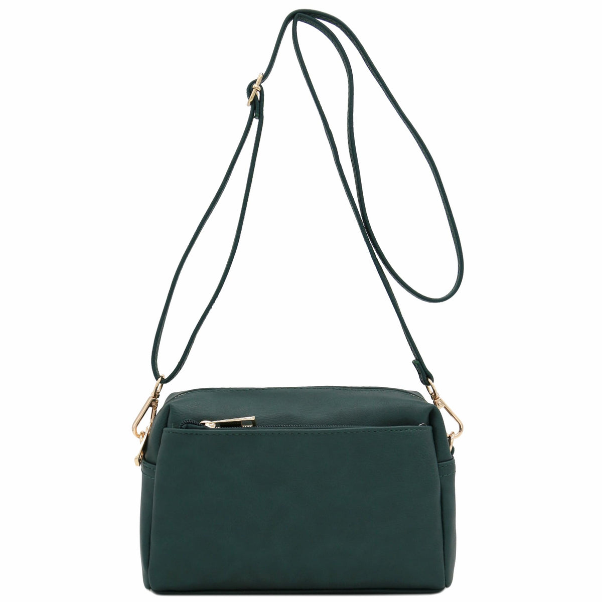 FashionPuzzle Triple Zip Small Crossbody Shoulder Bag