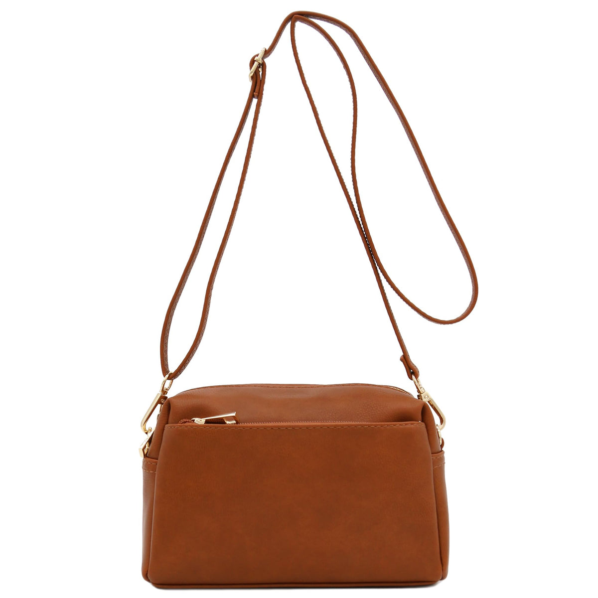 FashionPuzzle Triple Zip Small Crossbody Shoulder Bag