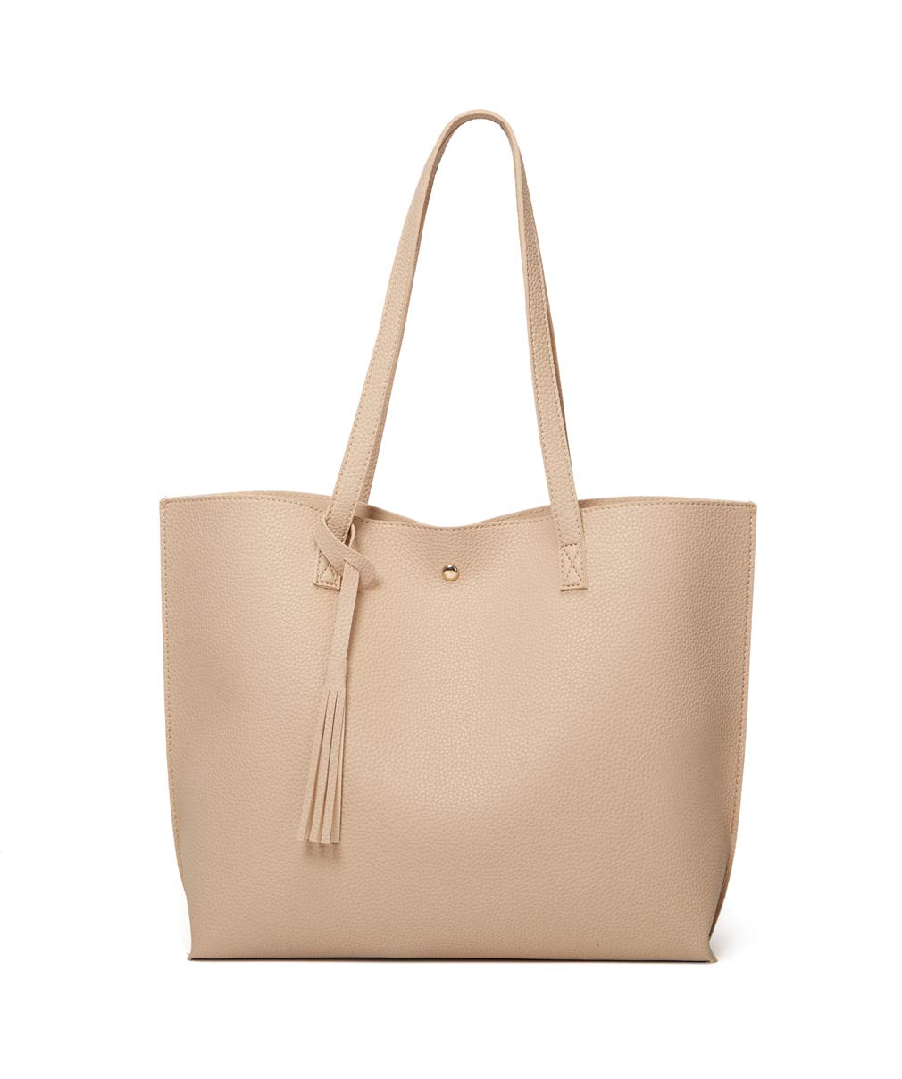 Dreubea Women's Soft Faux Leather Large Tassel Tote Shoulder Bag