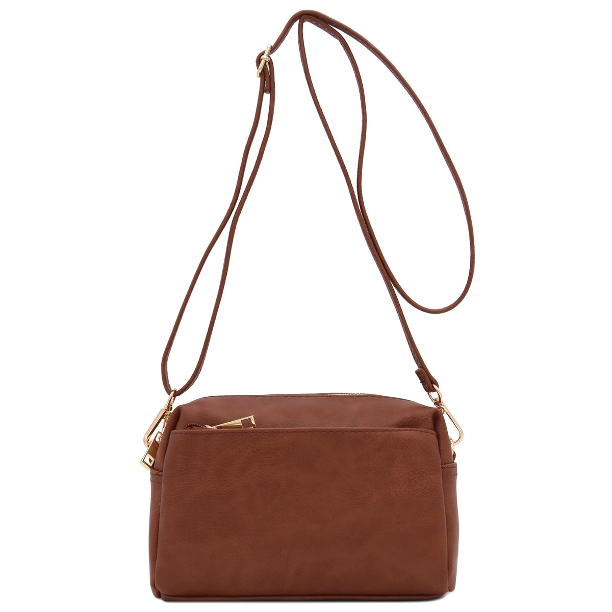 FashionPuzzle Triple Zip Small Crossbody Shoulder Bag