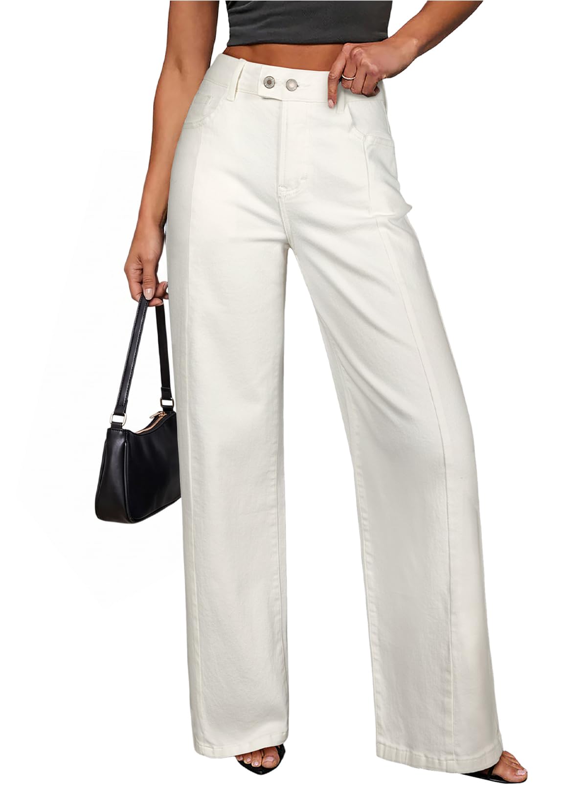 Sidefeel Women's Wide Leg Jeans High Waisted Stretchy Baggy Denim Pants