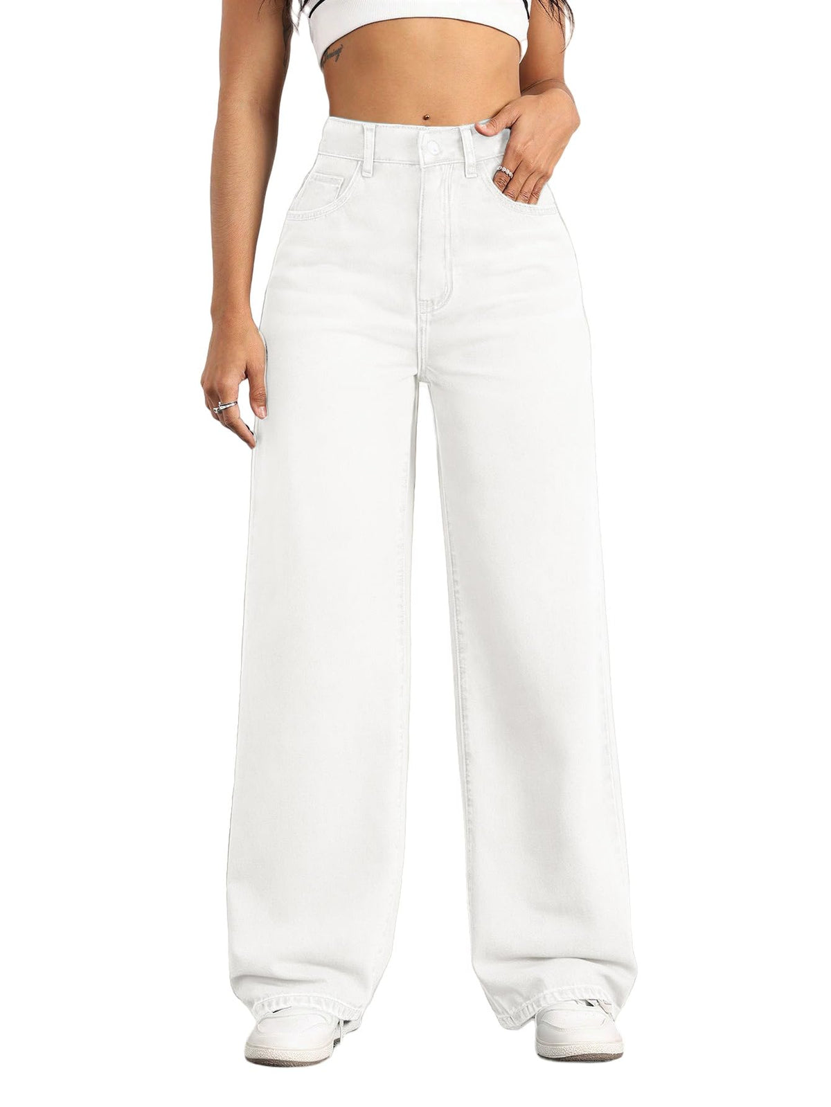 Mars Power Women's High-Waisted Wide-Leg Straight Jeans