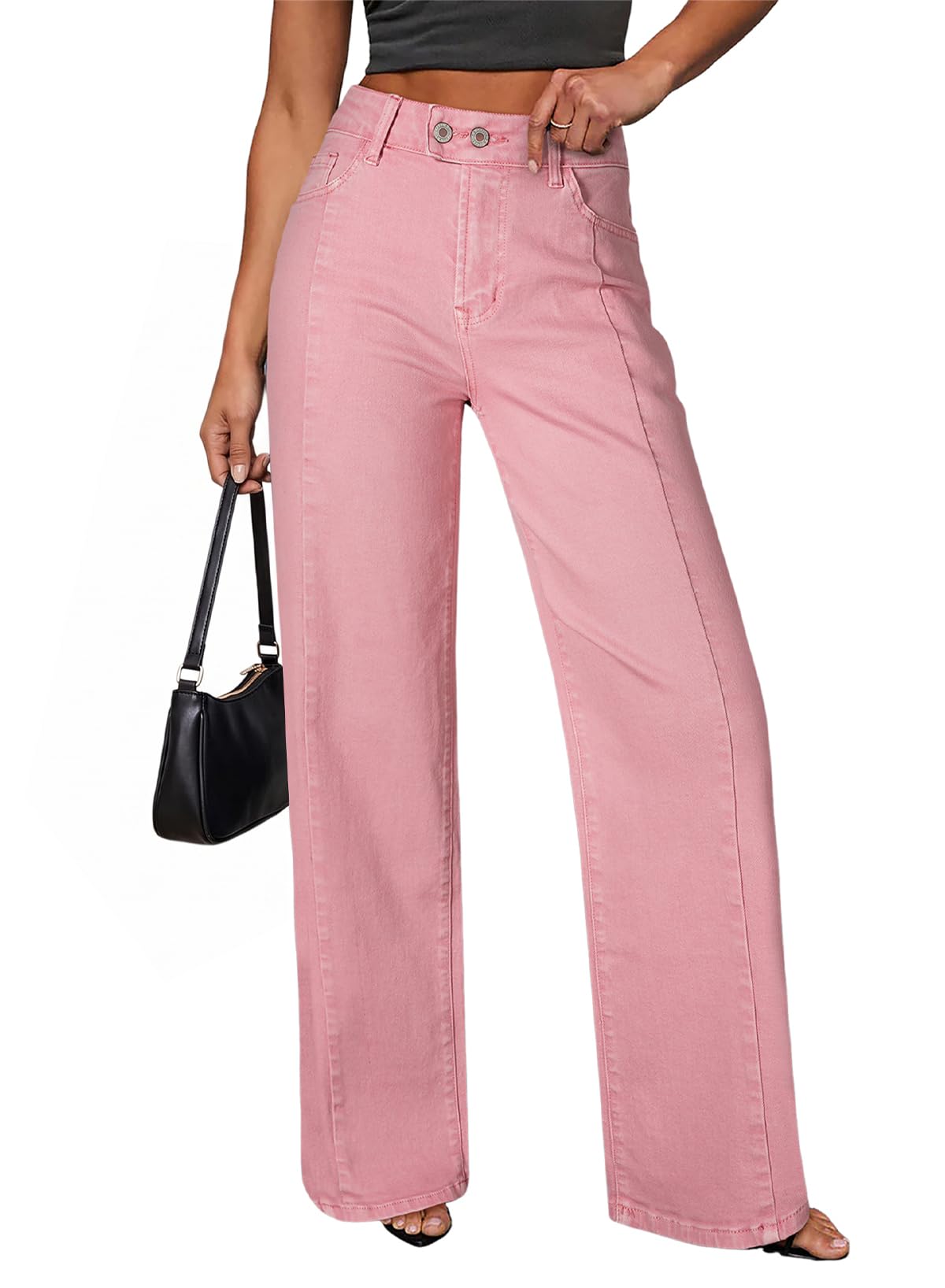 Sidefeel Women's Wide Leg Jeans High Waisted Stretchy Baggy Denim Pants
