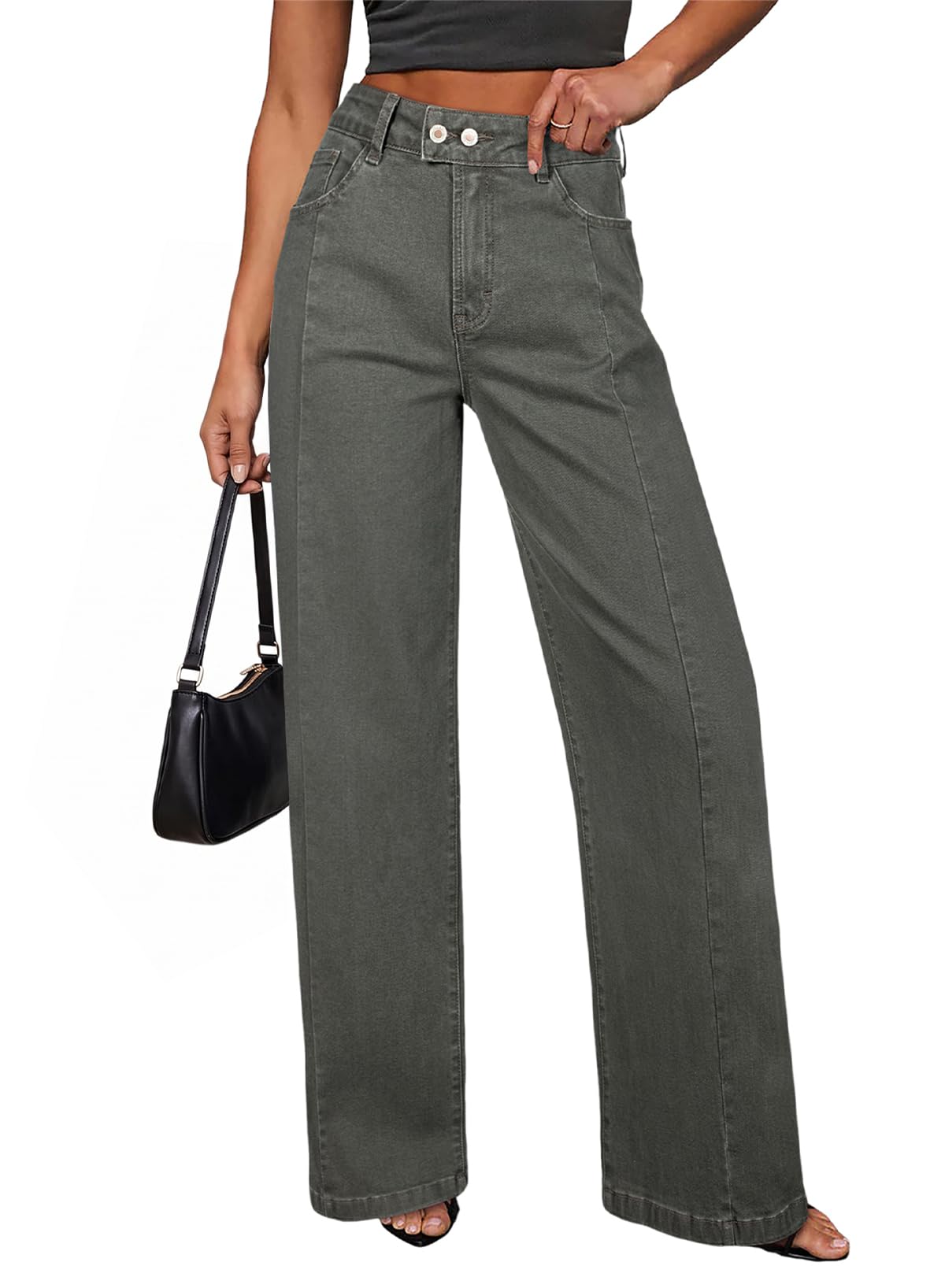 Sidefeel Women's Wide Leg Jeans High Waisted Stretchy Baggy Denim Pants