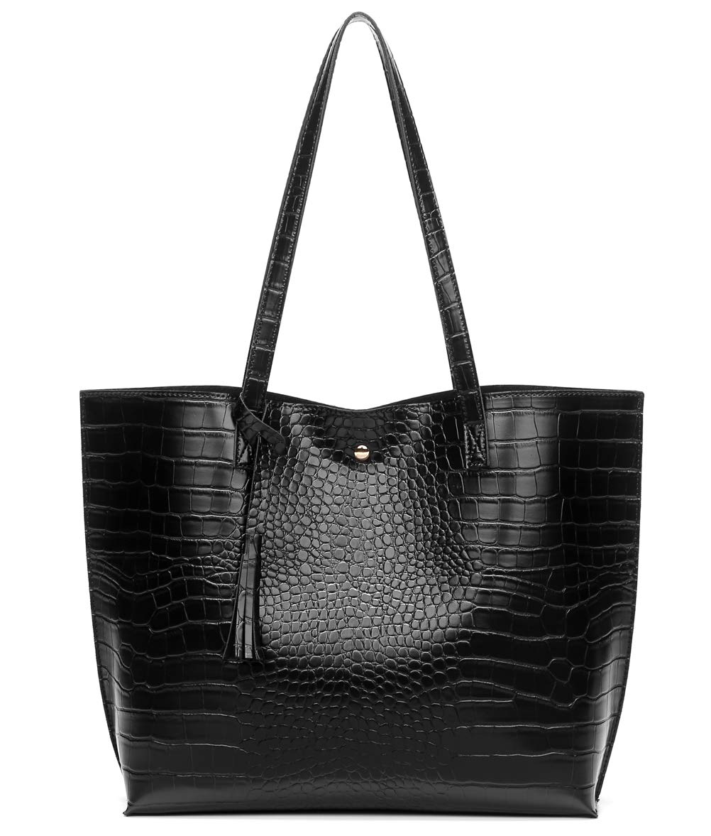 Dreubea Women's Soft Faux Leather Large Tassel Tote Shoulder Bag