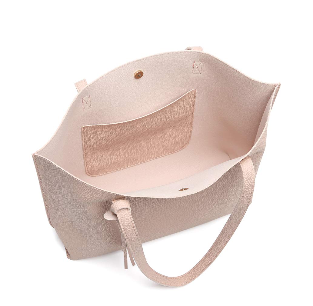 Dreubea Women's Soft Faux Leather Tote Shoulder Bag from, Big Capacity Tassel Handbag