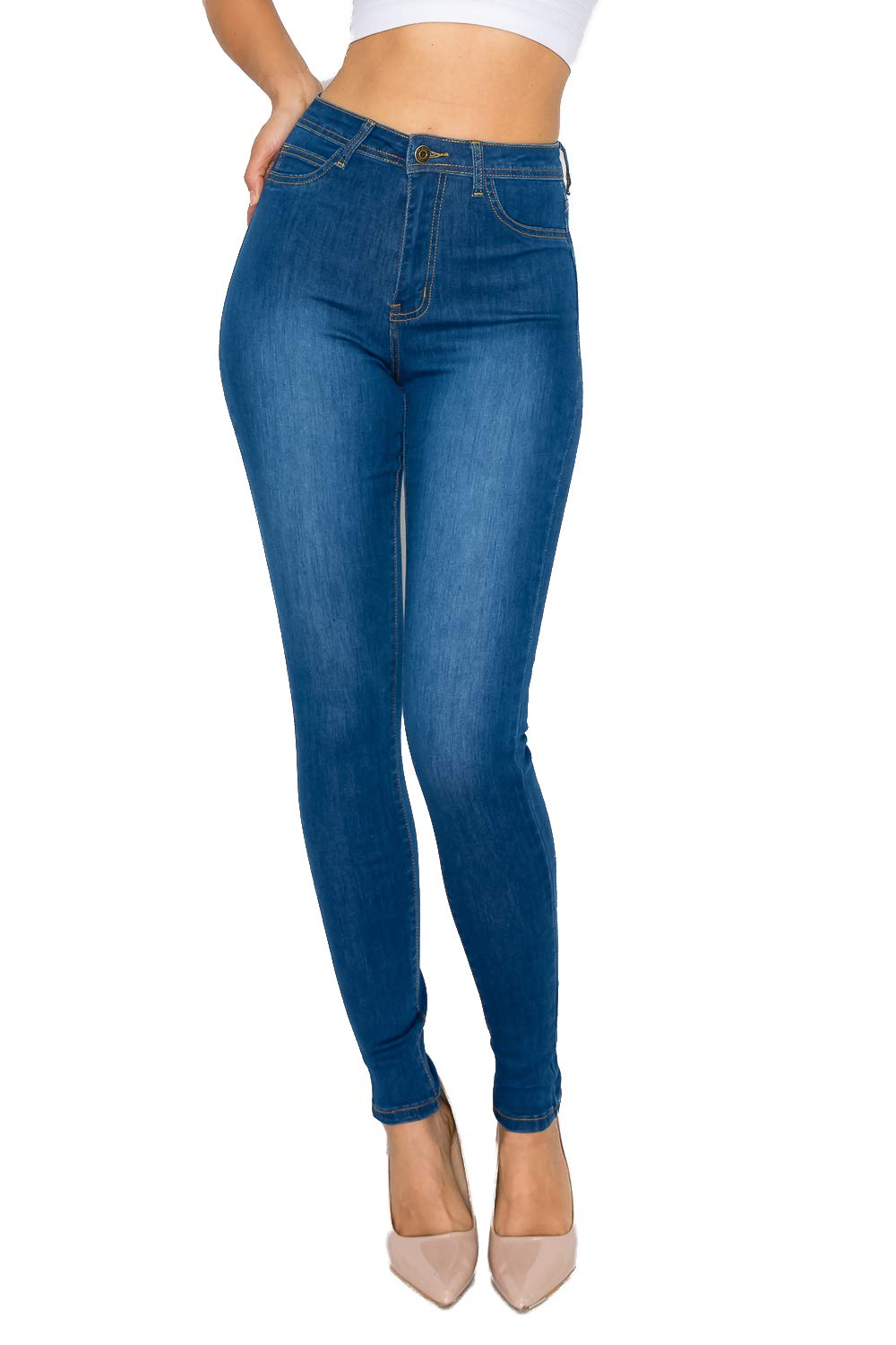 Women's High-Waisted Stretch Distressed Skinny Jeans