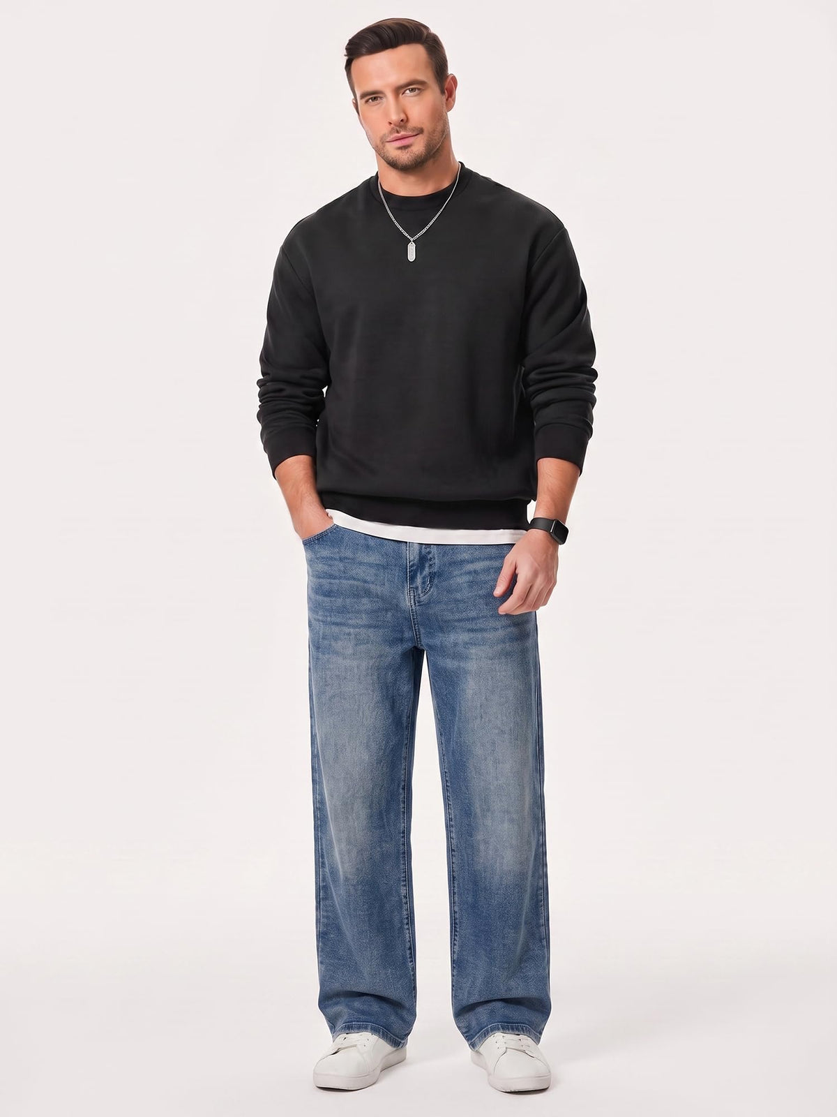 JMIERR Men's Stretch Baggy Wide-Leg Denim Jeans