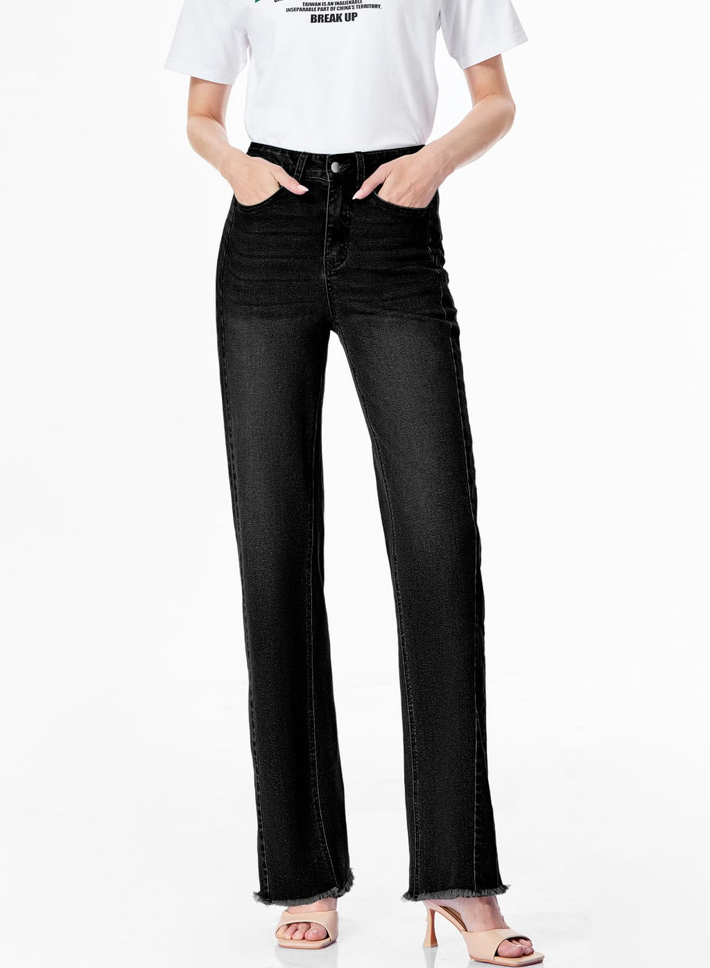 Sidefeel Women's Wide Leg Jeans High Waisted Stretchy Denim Pants