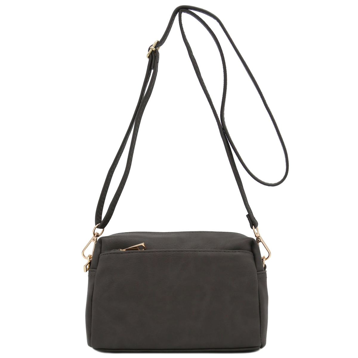 FashionPuzzle Triple Zip Small Crossbody Shoulder Bag