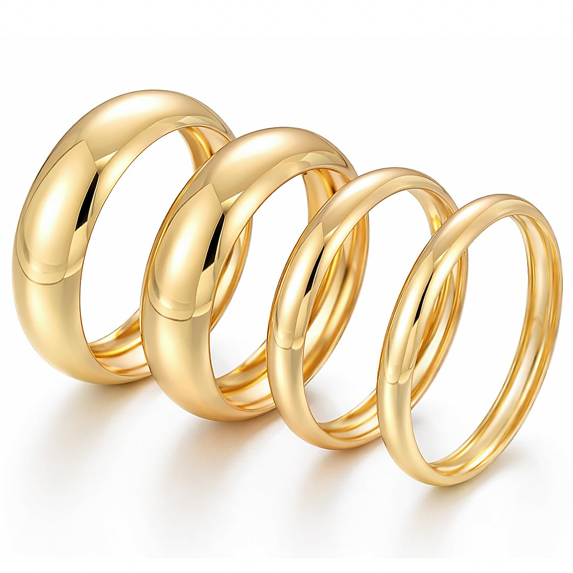 Women's 14K Gold-Plated Stackable Chunky Bangle Bracelet Set