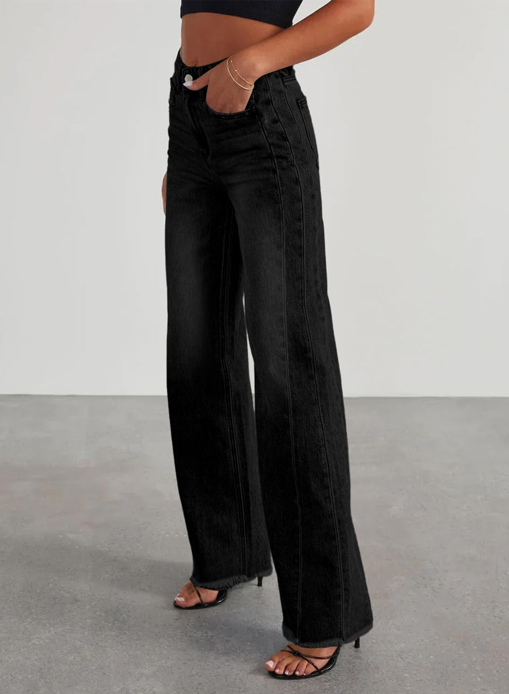 Sidefeel Women's Wide Leg Jeans High Waisted Stretchy Denim Pants