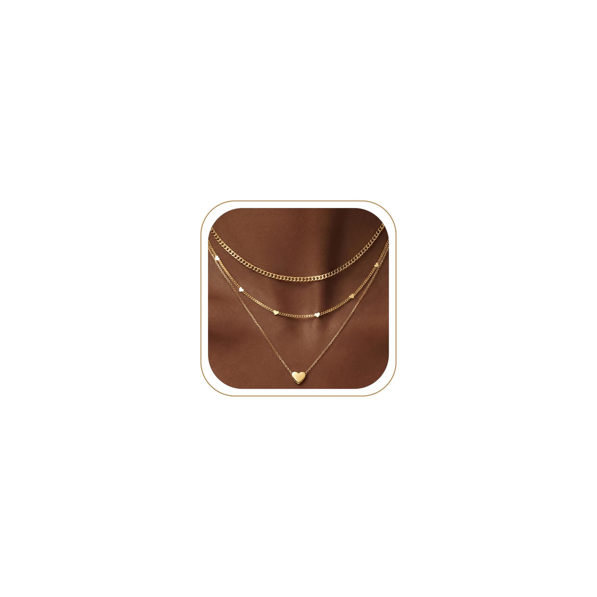 WomenGifts Layered 14K Gold-Plated Pendant Necklace Set