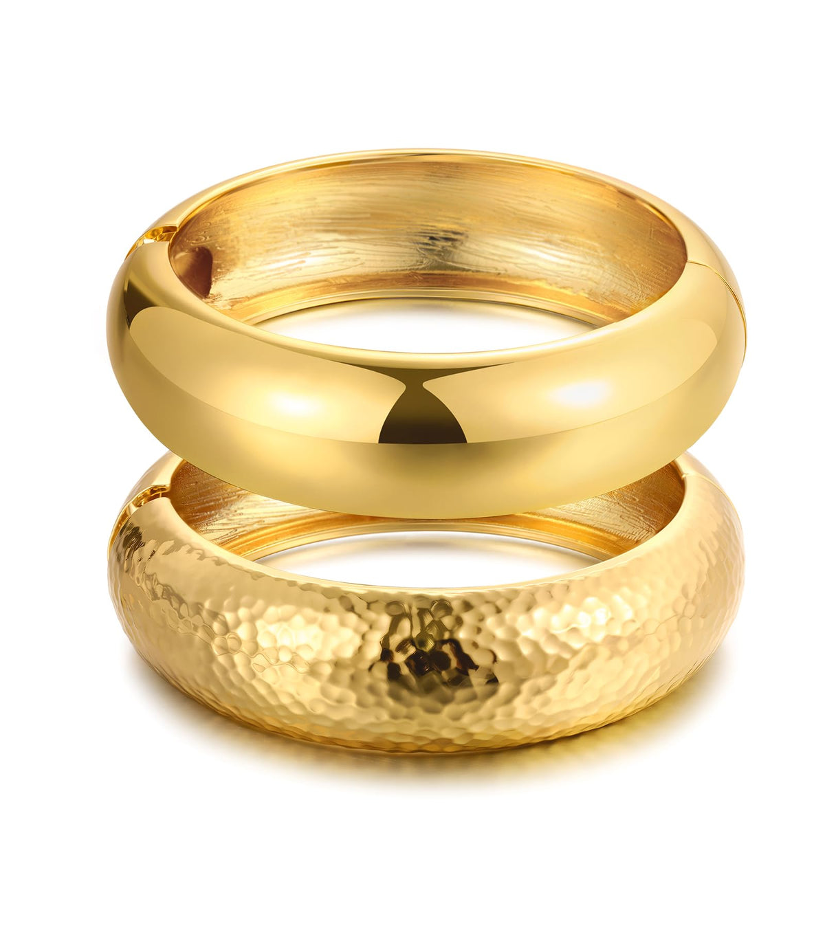 Women's 14K Gold-Plated Stackable Chunky Bangle Bracelet Set