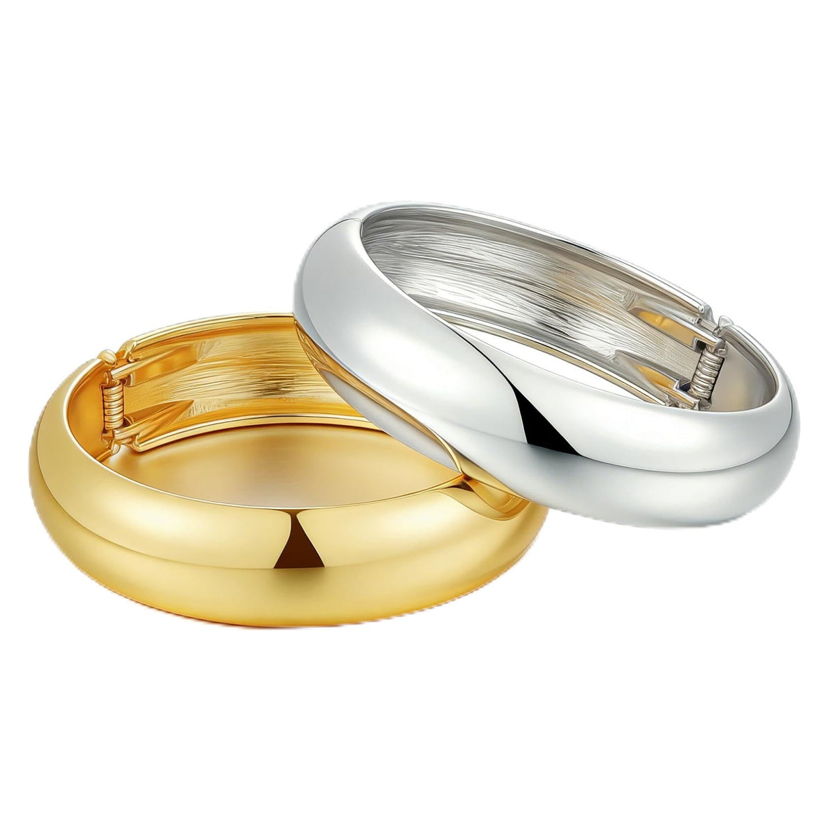 Women's 14K Gold-Plated Stackable Chunky Bangle Bracelet Set