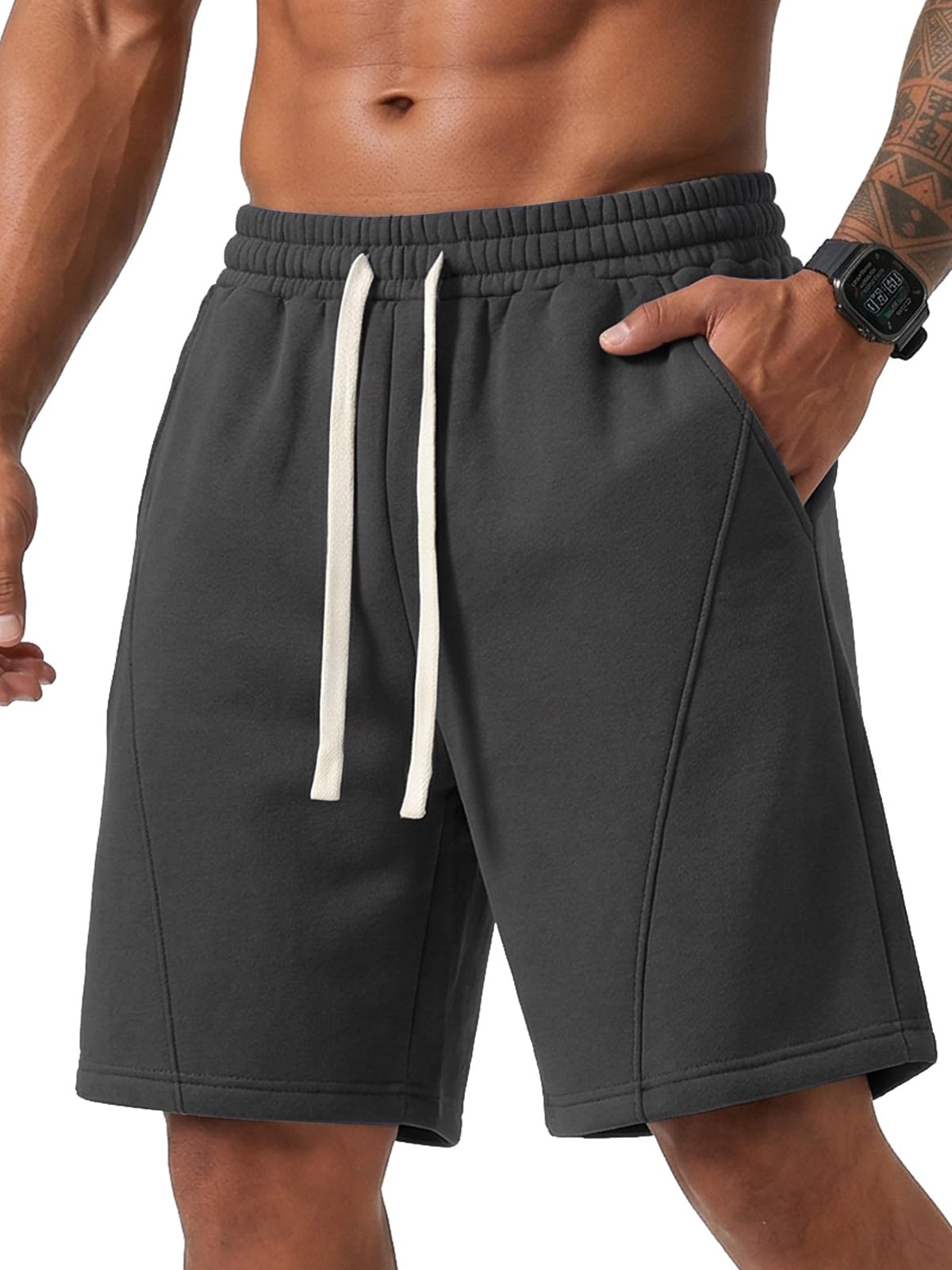 ZUY Men's Cotton Fleece 8-Inch Athletic Sweat Shorts