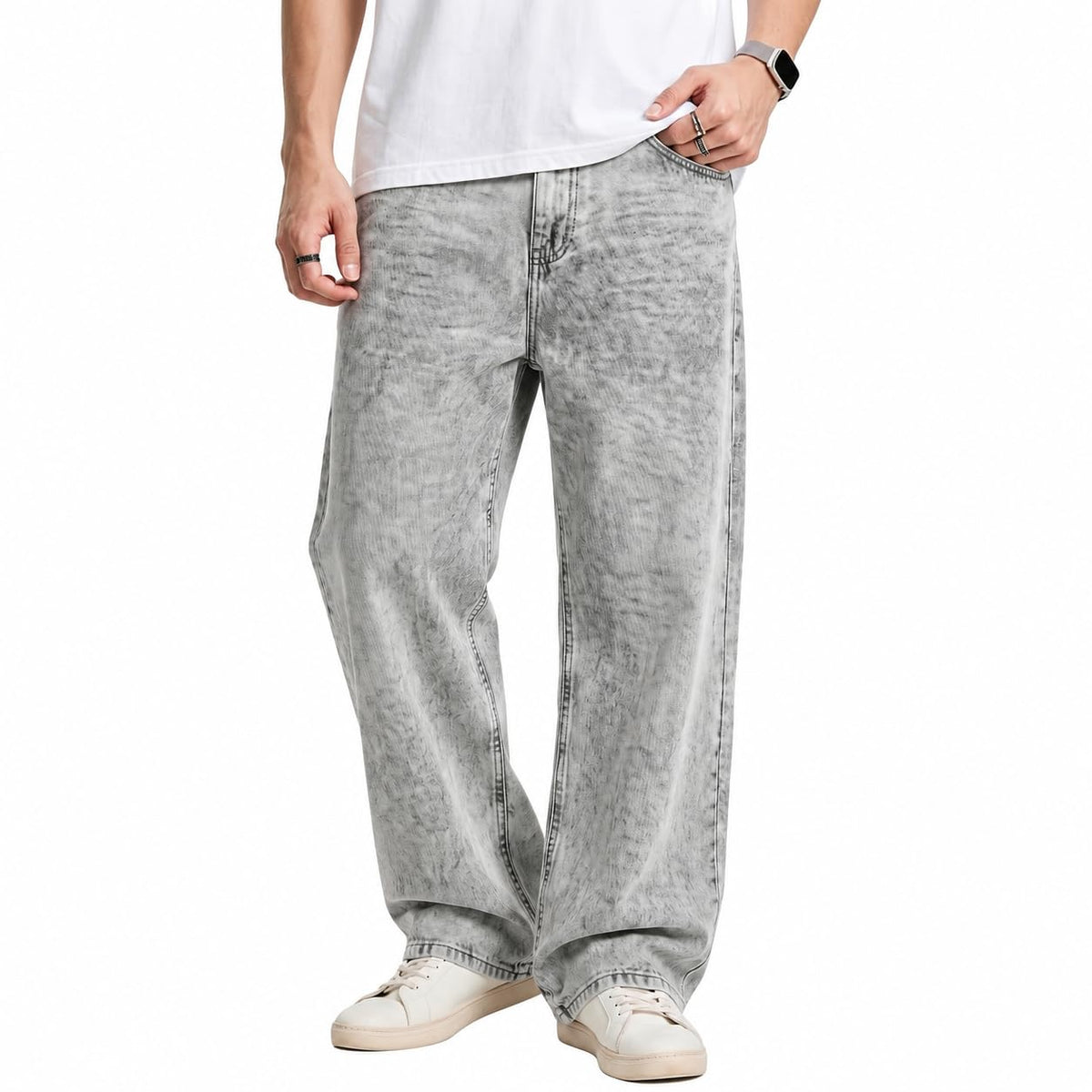 JMIERR Men's Stretch Baggy Wide-Leg Denim Jeans