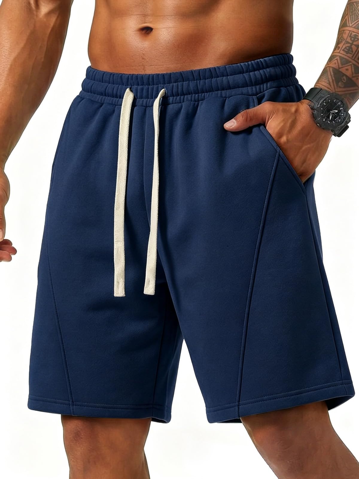 ZUY Men's Cotton Fleece 8-Inch Athletic Sweat Shorts