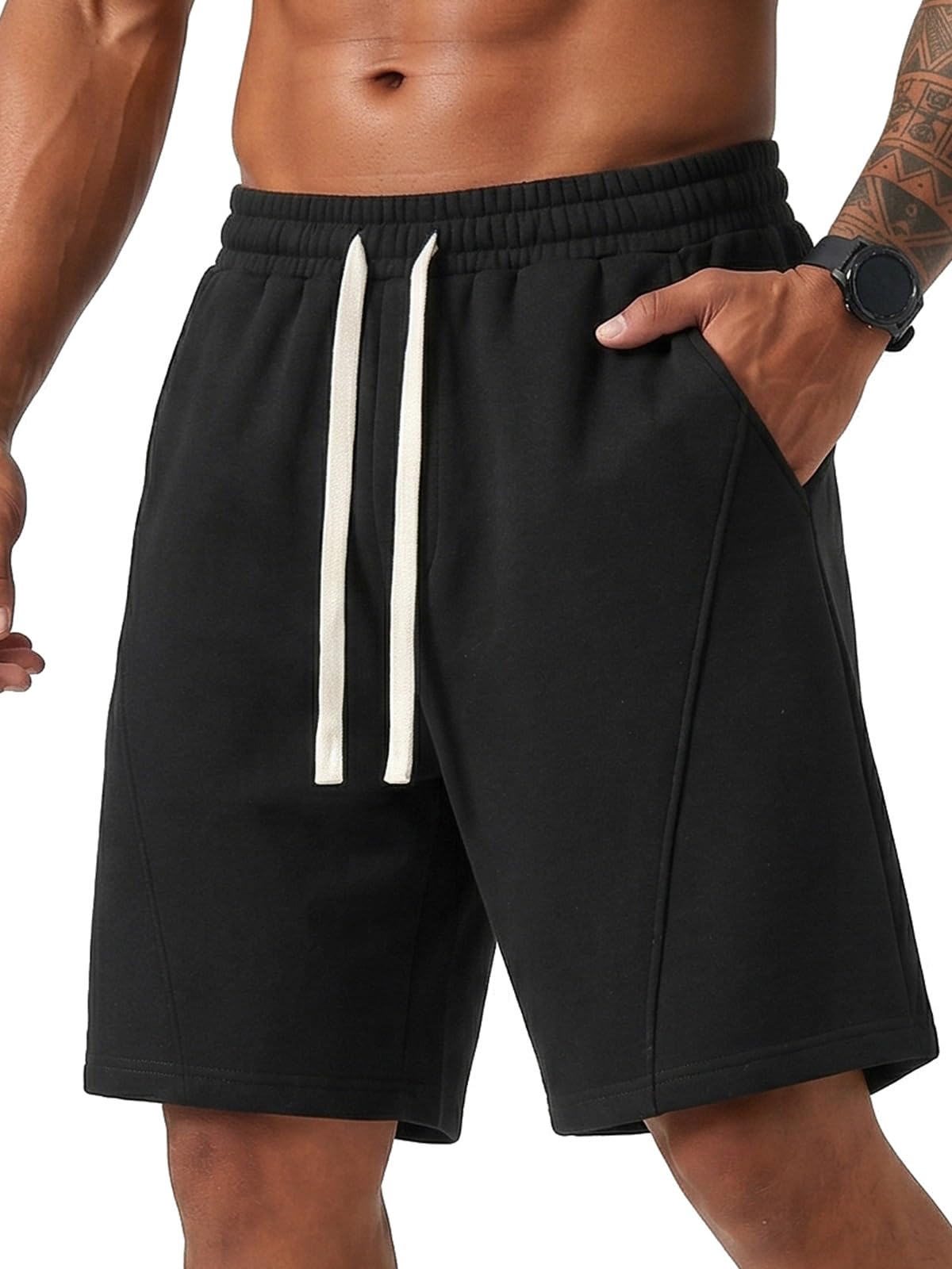 ZUY Men's Cotton Fleece 8-Inch Athletic Sweat Shorts