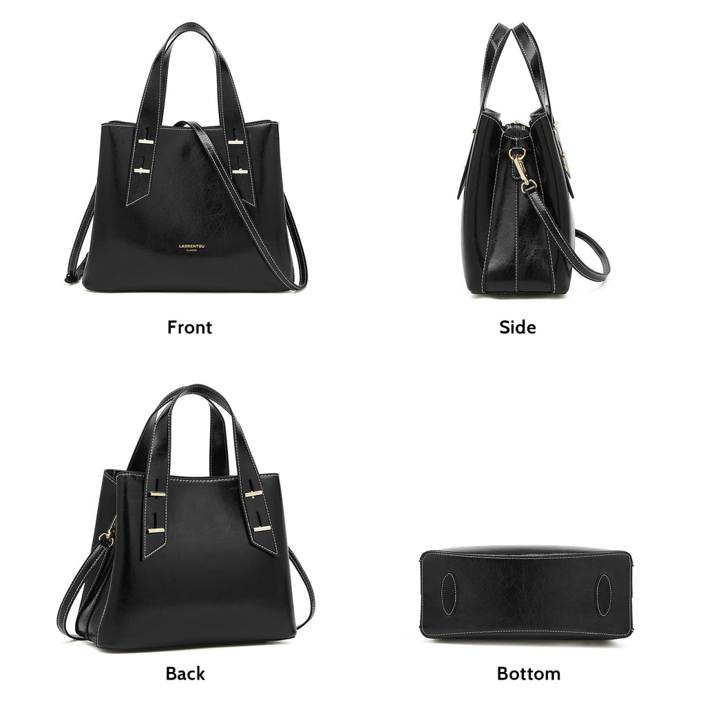 LAORENTOU Women Crossbody Handbags Genuine Leather Satchel Handbags for Women Top-handle Shoulder Tote Purses