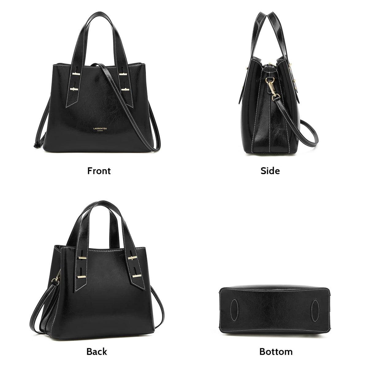 LAORENTOU Women Crossbody Handbags Genuine Leather Satchel Handbags for Women Top-handle Shoulder Tote Purses