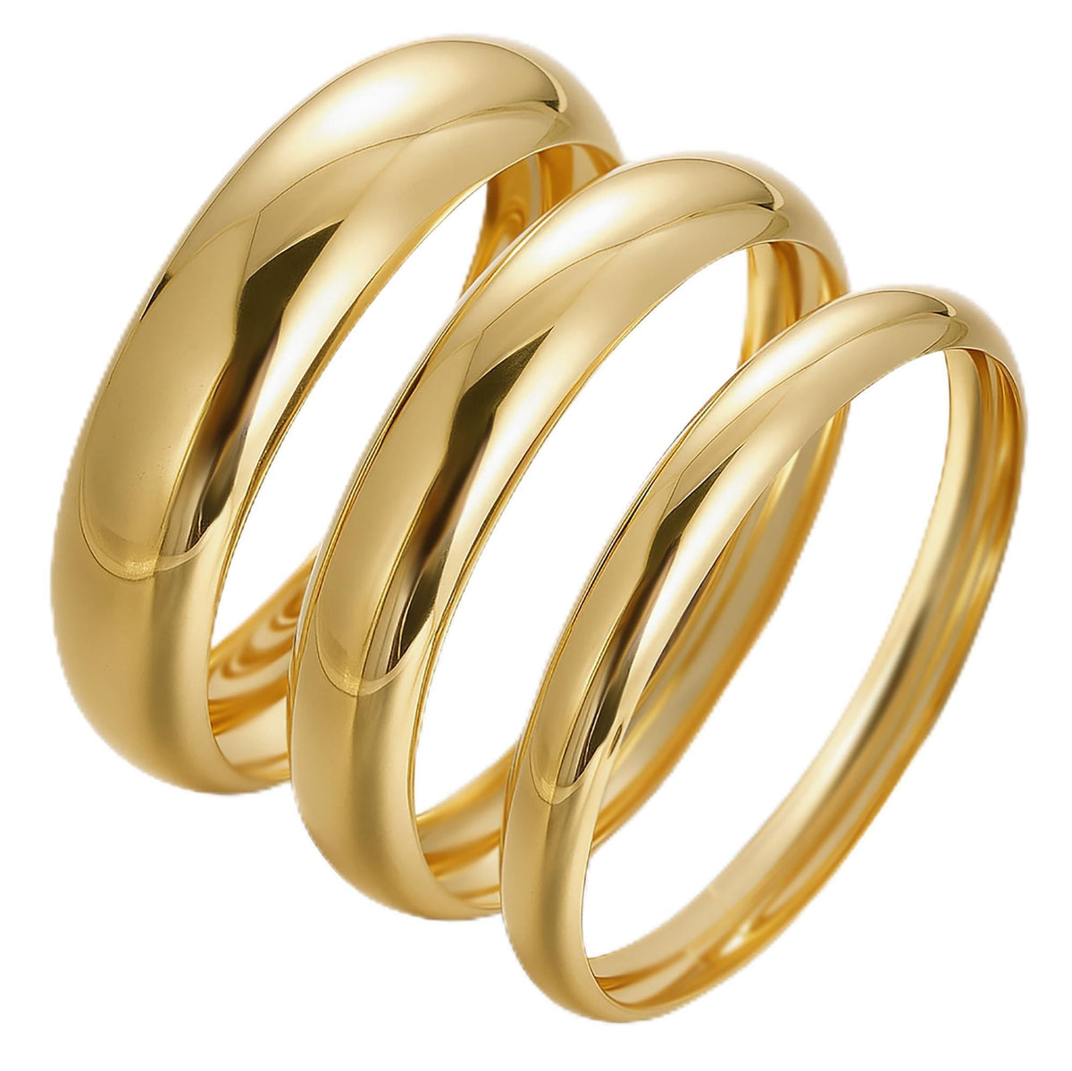 Women's 14K Gold-Plated Stackable Chunky Bangle Bracelet Set