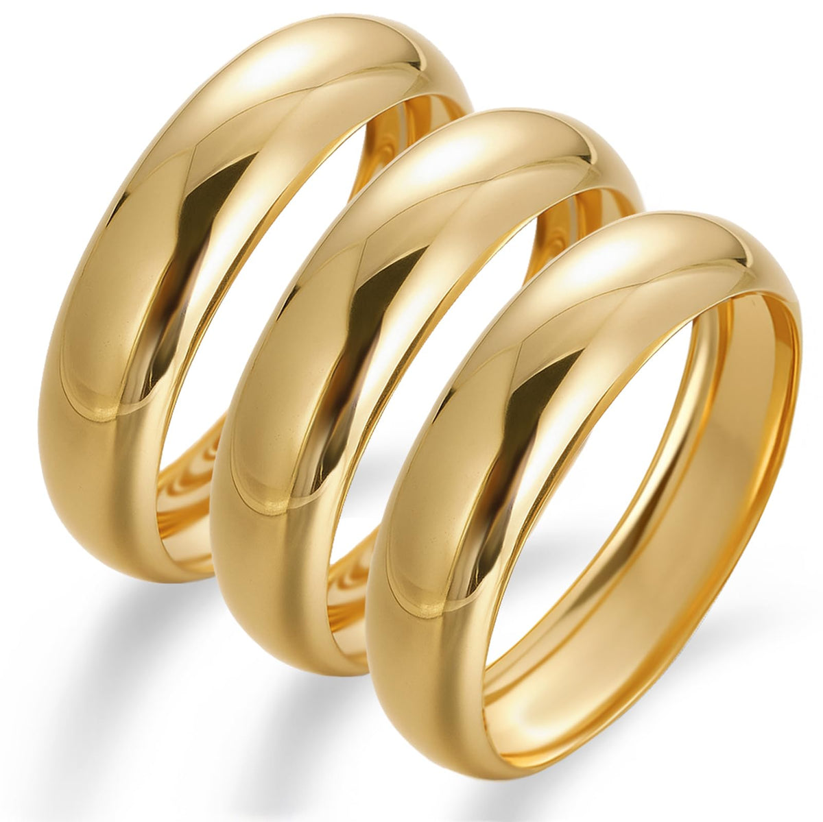 Women's 14K Gold-Plated Stackable Chunky Bangle Bracelet Set