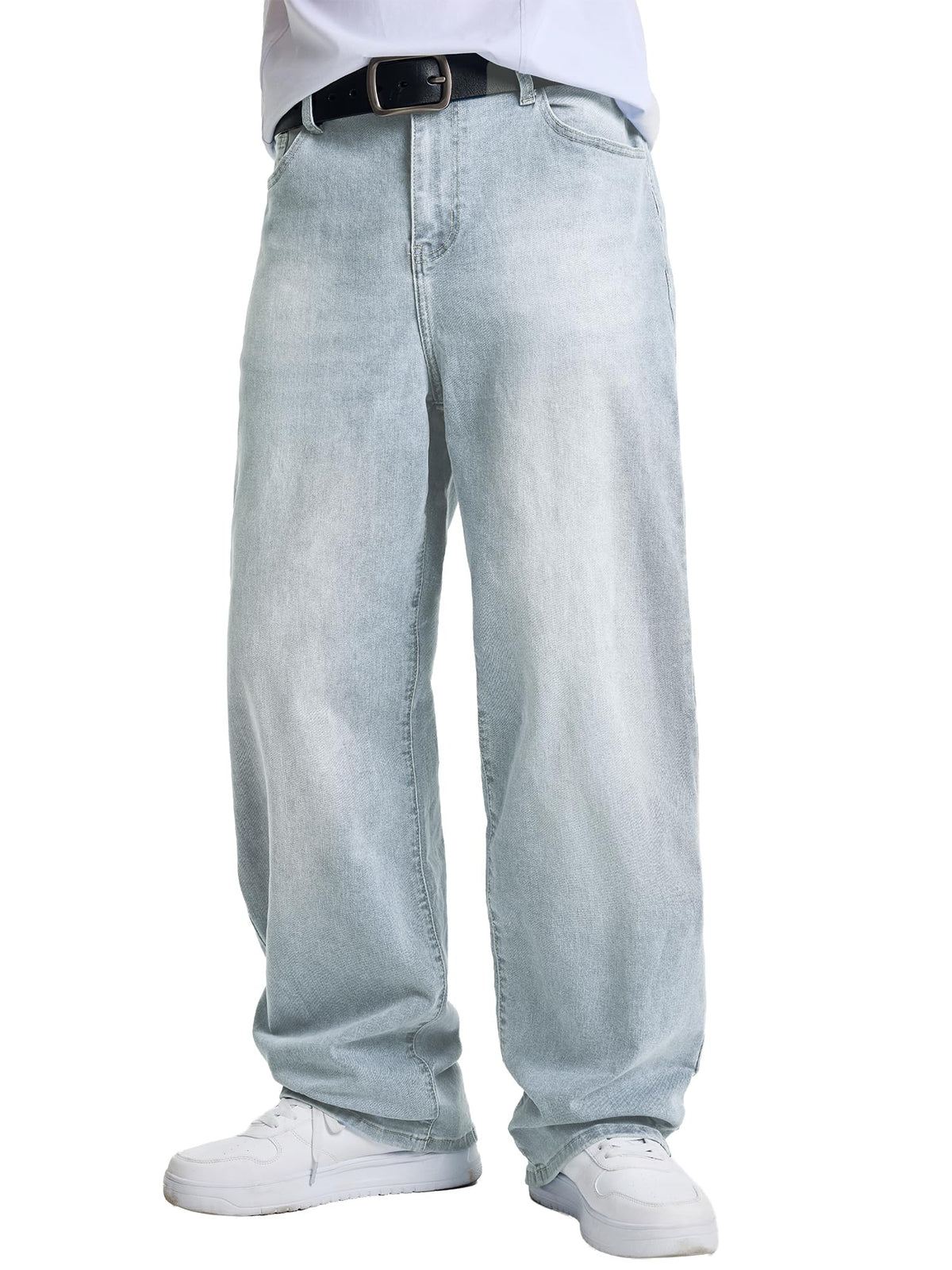 JMIERR Men's Baggy Wide-Leg Y2K Loose Fit Denim Jeans