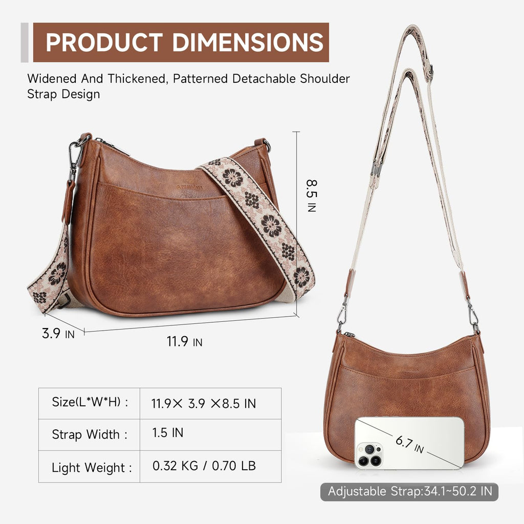 APHISON Trendy Leather Crossbody Purse, Women's Shoulder Handbag